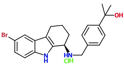 MC018433 (R)-2-(4-(((6-Bromo-2,3,4,9-tetrahydro-1H-carbazol-1-yl)amino)methyl)phenyl)propan-2-ol hydrochloride (image for) MC018433 (R)-2-(4-(((6-Bromo-2,3,4,9-tetrahydro-1H-carbazol-1-yl)amino)methyl)phenyl)propan-2-ol hydrochloride